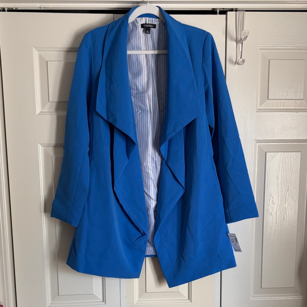 Roz & Ali Vibrant Royal Blue Draped Open Blazer